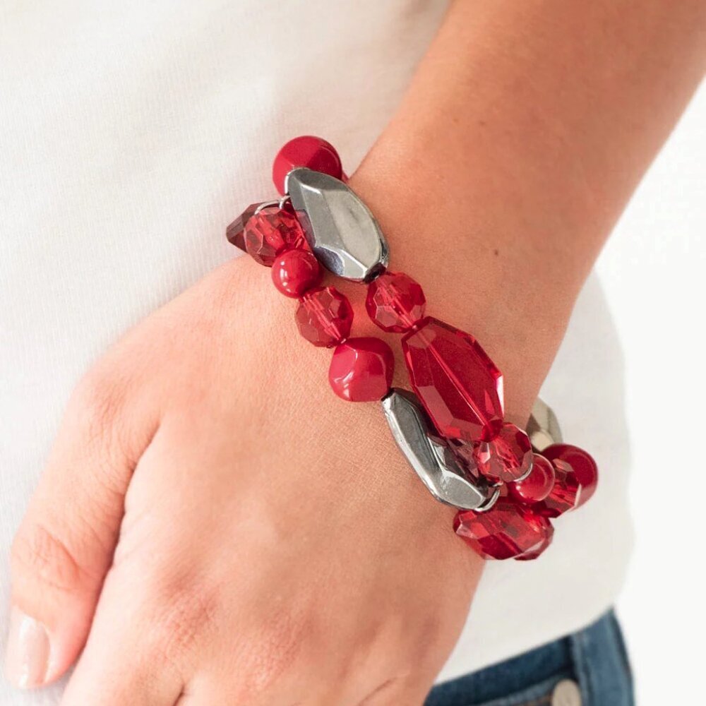 Paparazzi Jewelry Accessories - Rockin Rock Candy - Red Bracelet - Vintage